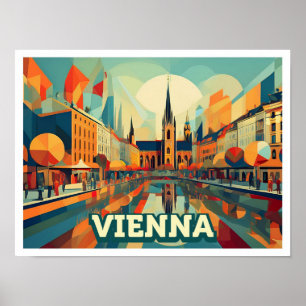 Poster Vienne Autriche Voyage artistique coloré