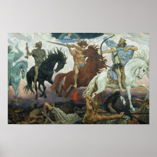 Poster Vier Horsamen von Apokalypse Viktor Vasnets