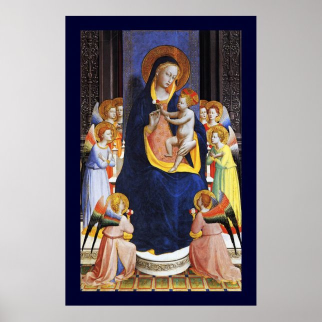 POSTER VIERGE AVEC ENFANT, ANGELS ET SAINTS (Devant)