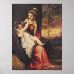 Poster Vierge avec enfant au coucher du soleil, 1560
