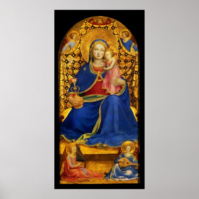 Poster VIERGE AVEC ENFANT ET ANGES par Fra Angelico (Devant)