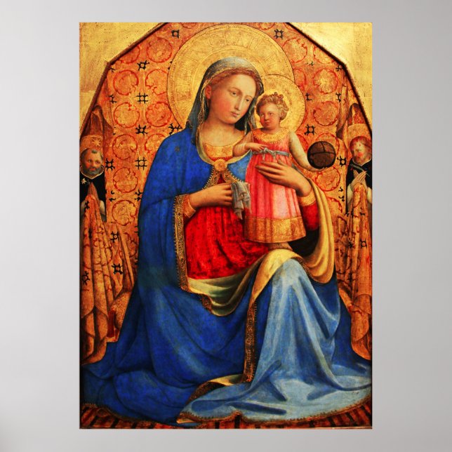 Poster VIERGE AVEC ENFANT ET SAINTS par Fra Angelico (Devant)