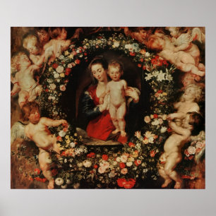 Poster Vierge avec une terre de fleurs, c.1618-20
