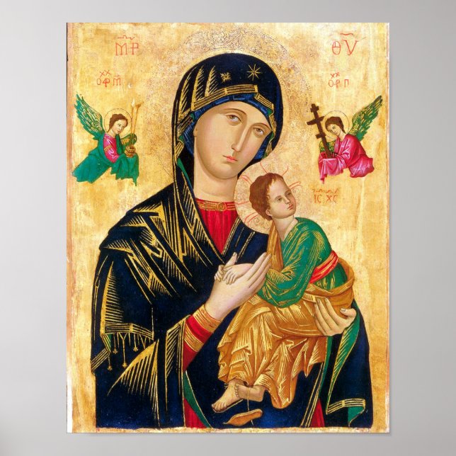 Poster Vierge byzantine Marie et icône enfant Noël (Devant)