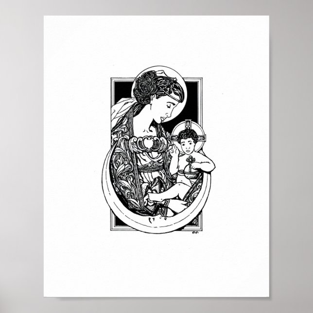 Poster Vierge et enfant 8" x 10" Imprimer (Devant)