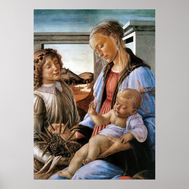 Poster Vierge et enfant avec ange - Botticelli - c1470 (Devant)