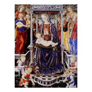 Poster Vierge et enfant avec Ange musicale