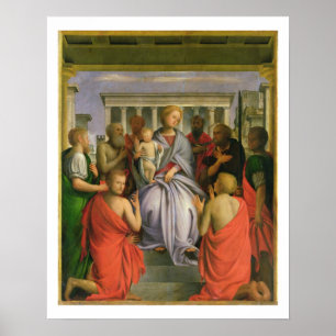 Poster Vierge et enfant avec huit saints, 1520 (temper