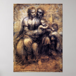 Poster Vierge et enfant avec le croquis de St Anne