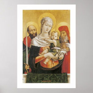 Poster Vierge et enfant avec les saints Paul et Jérôme