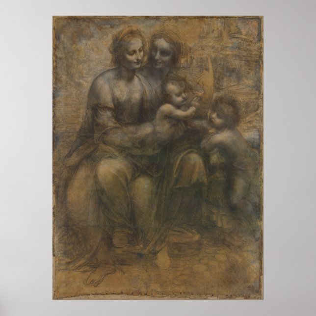 Poster Vierge et enfant avec Sainte Anne par Léonard de V (Devant)
