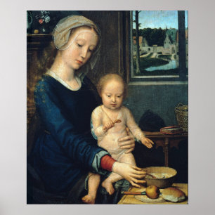 Poster Vierge et enfant avec soupe au lait - Gerard David