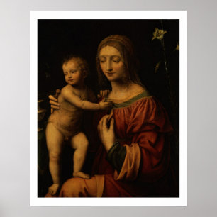 Poster Vierge et enfant (huile sur le panneau)