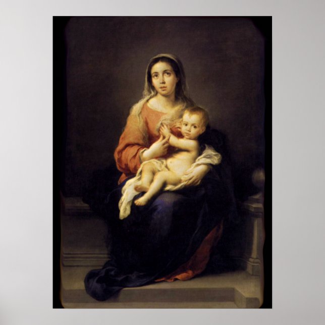 Poster Vierge et Enfant - Vierge Marie - Murillo (Devant)