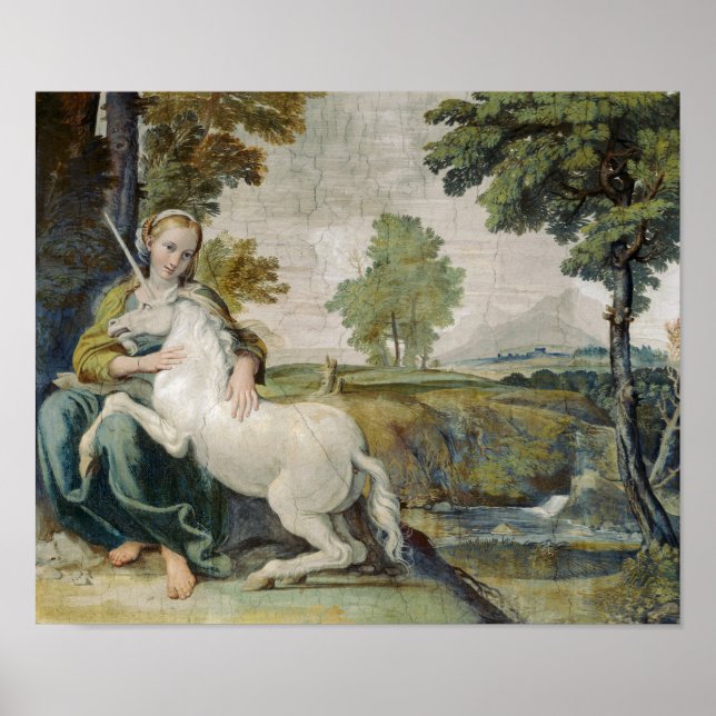 Poster Vierge et licorne - Domenichino Palazzo Farnese (Devant)