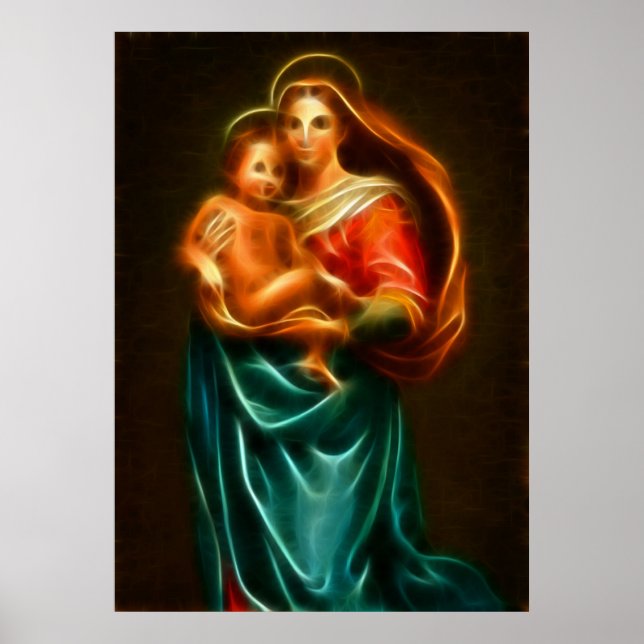 Poster Vierge Marie et bébé Jésus (Devant)