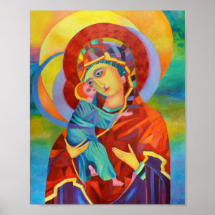Poster Vierge Marie et Enfant Notre Dame