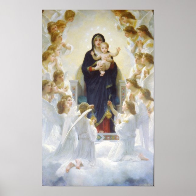 Poster Vierge Marie et Jésus avec anges (Devant)