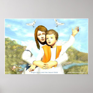 Poster Vierge Marie et l'enfant Jésus