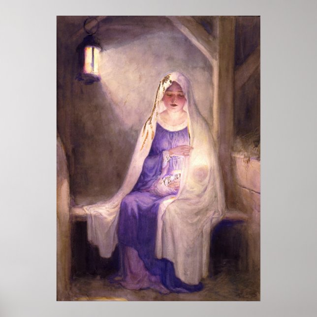 Poster Vierge Marie tenant bébé Jésus 1912 (Devant)