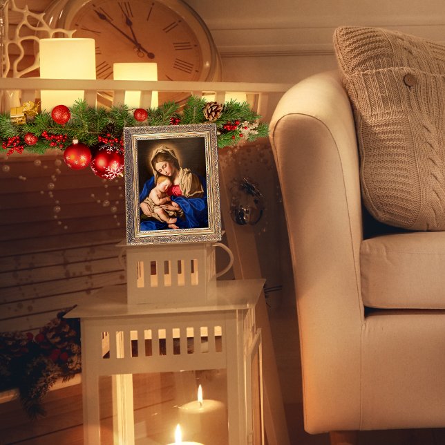Poster Vierge religieuse et enfant Noël traditionnel (Religious Catholic wall art with Madonna and Child for Christmas and every day)