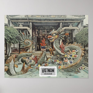Poster Vietnam Dragon Temple, Date personnalisable
