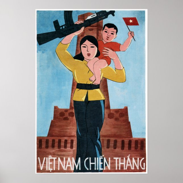 Poster VIETNAM GAGNE ! Propagande de la guerre du Viêt-na (Devant)
