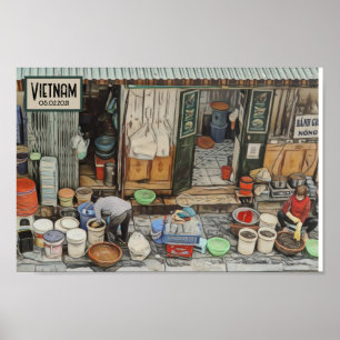 Poster Vietnam Street Life, Date de voyage personnalisabl