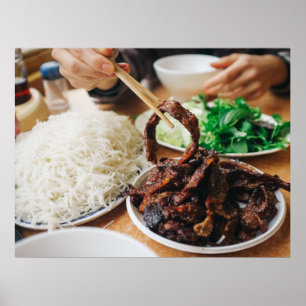 Poster Vietnamese Bun Cha Eating Asian Foods