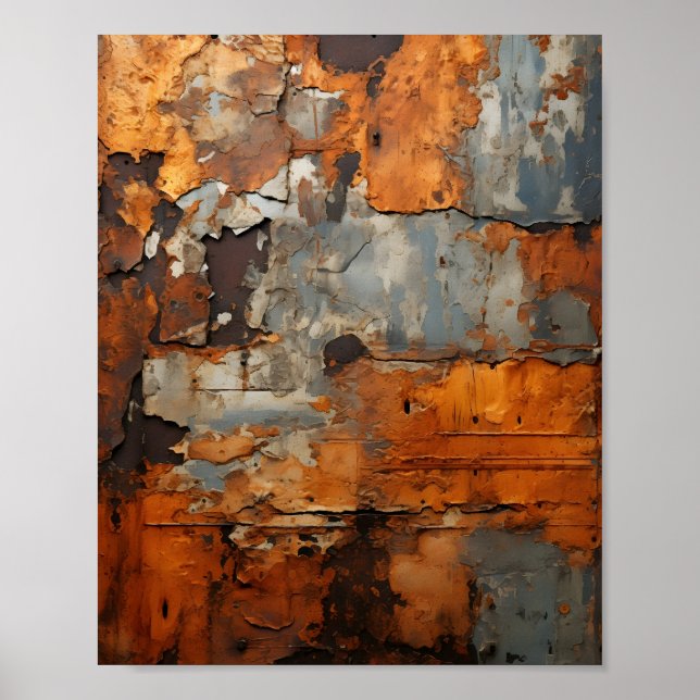 Poster Vieux acier rouillé Texture métallique rouillée (Devant)