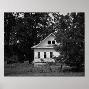 Poster Vieux Agritourisme abandonné noir et blanc 16x20