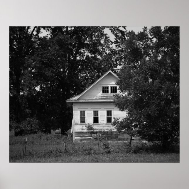 Poster Vieux Agritourisme abandonné noir et blanc 16x20 (Devant)
