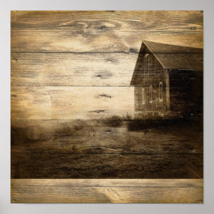 Poster vieux cabine primitif de ferme de grange de pays