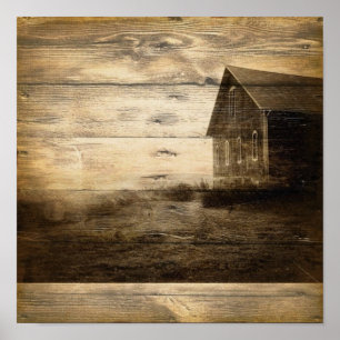 Poster vieux cabine primitif de ferme de grange de pays