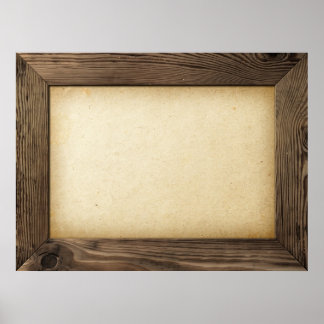 Poster Vieux Cadre En Bois Avec Papier Jaune À L'Intérieu