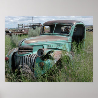 Poster Vieux camion de ramassage en campagne