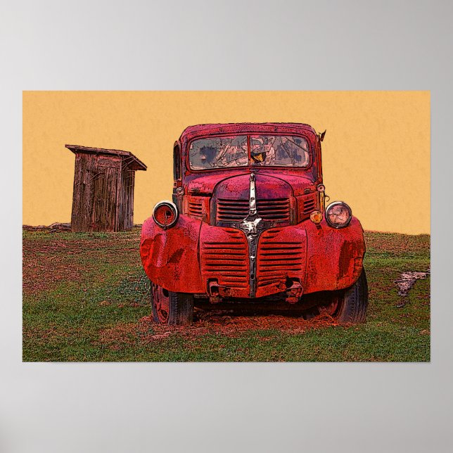 Poster Vieux Camion et Outhouse (Devant)