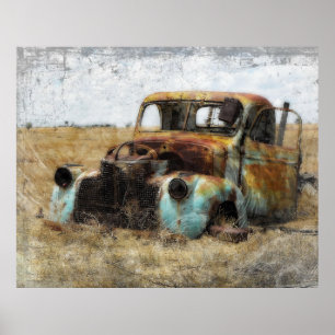 Poster Vieux camion Vintage rouillé
