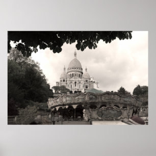 Poster Vieux carrousel Sacré-Cœur de Montmartre Paris
