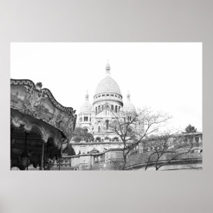 Poster Vieux carrousel Sacré-Coeur de Montmartre Paris