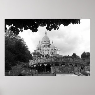 Poster Vieux carrousel Sacré-Cœur de Montmartre Paris