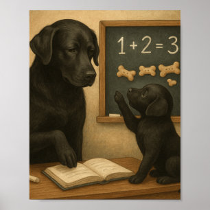 Poster Vieux chien enseigne de nouvelles mathématiques à 