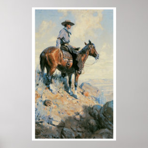 Poster Vieux cowboy occidental de l'affiche d'impression