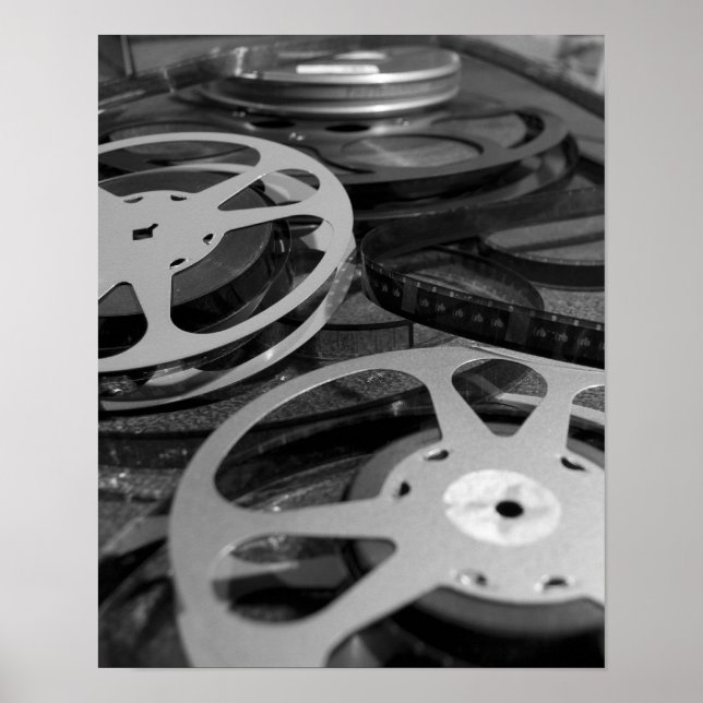 Poster Vieux film de 35mm bobines Photographie noir et bl (Devant)