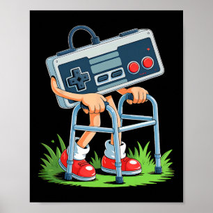 Poster Vieux joueur jeu vidéo rétro Vieux joueur des anné