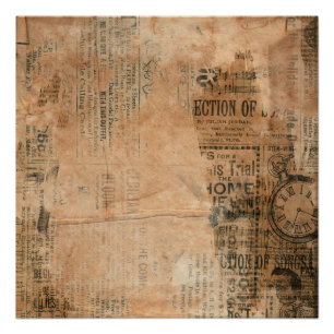 Poster Vieux journal Vintage déchiré un
