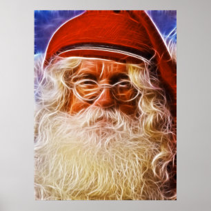 Poster Vieux Monde Père Noël Portrait du Père Noël