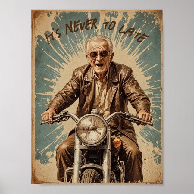 Poster Vieux motard vintage (Devant)