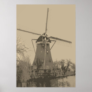 Poster Vieux moulin néerlandais