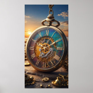 Poster vieux mur de montre